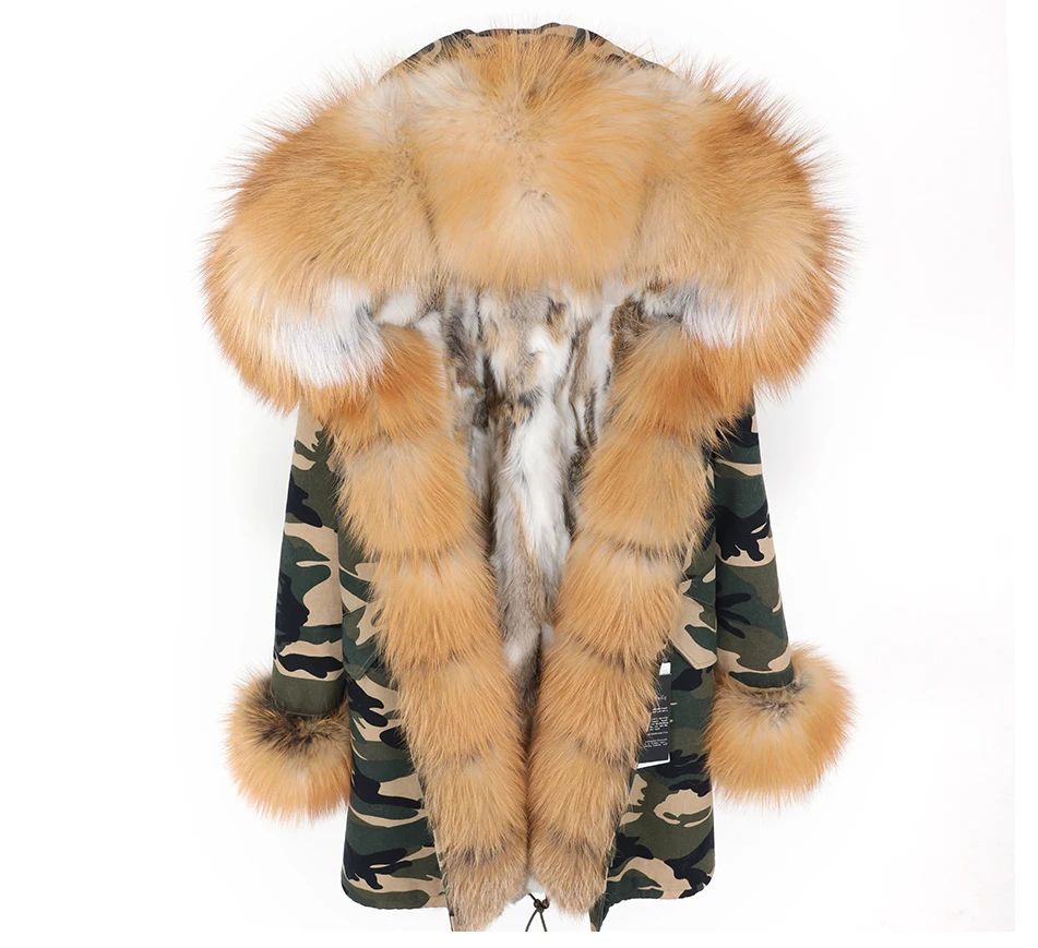 Maomaokong/Новая женская одежда с лисьим меховым воротником, Паркер, съемное пальто средней длины с кроличьим мехом, с подкладкой из травы, Женское зимнее пальто