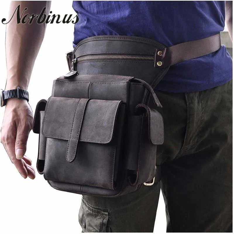 mens leather leg bag