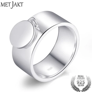 

MetJakt Classic 925 Sterling Silver Round Charm Rings for Girlfriend Mother Friend Perfect Gift Pendant Ring