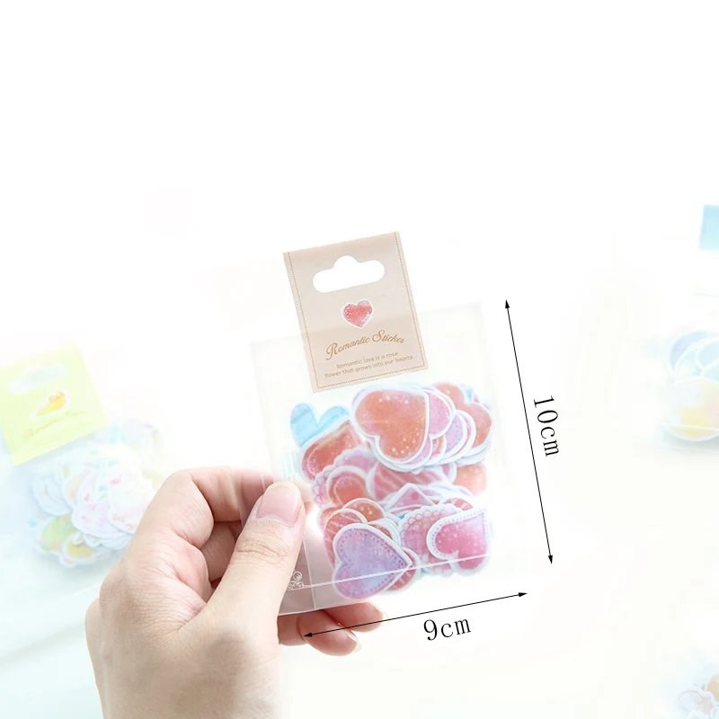 70 pcs/lot Cute Kawaii Heart Star Decorative Stickers Watercolor Adhesive Stickers Paper DIY Scrapbooking For Photo Album Diary