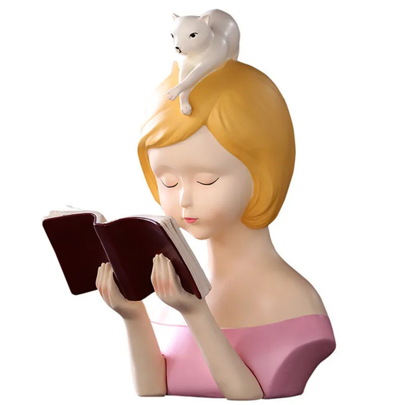 

Reading Girl Bust Statue Goddess Home Decoration Resin Art&Craft Nordic Style Art Material R215