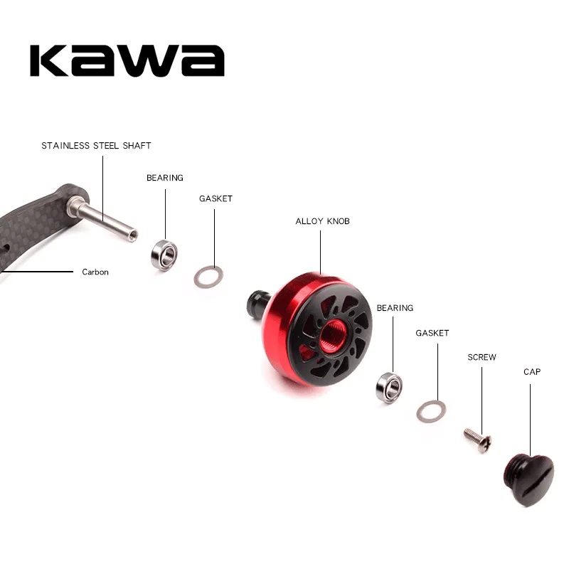 KAWA Рыболовная катушка с ручкой из прочного углеродного волокна для Daiwa Abu и Shimano, катушка с водными каплями, размер отверстия 8x5 мм и 7*4 мм вместе