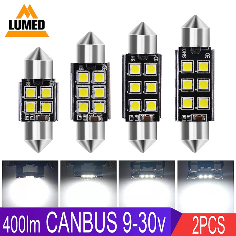 

2x Car Accessories LED Light Festoon C5W 4 SMD CANBUS LED 3030 6 SMD Interior Dome Lamp Auto Products 9-30V IC