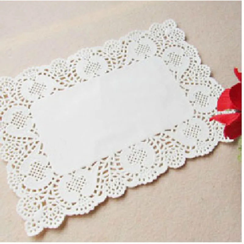 Rectangle white paper doilies,16cm*23cm, paper lace doilies placemat