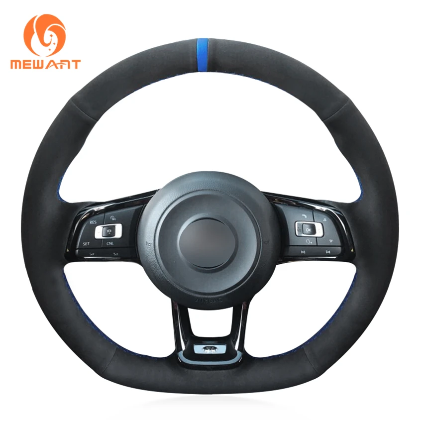 MEWANT DIY Hand Sew Car Steering Wheel Cover Black Suede for Volkswagen VW Golf 7 GTI Golf R MK7 VW Polo GTI Scirocco 2015 2016 MEWANT DIY Hand Sew Car Steering Wheel Cover Black Suede for Volkswagen VW Golf 7 GTI Golf R MK7 VW Polo GTI Scirocco 2015 2016
