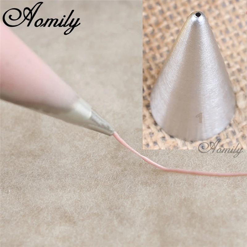 Aomily 1mm Draw Line Icing Piping Nozzles Thin Mouth Cake Cream
