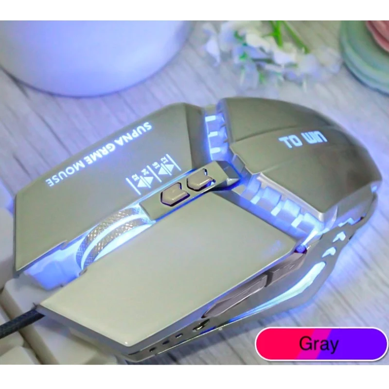 Розовая серая Проводная игровая мышь для девушек, механическая геймерская мышь, 3200 dpi для USB компьютера, ноутбука, геймера, для дома и офиса - Цвет: Grey
