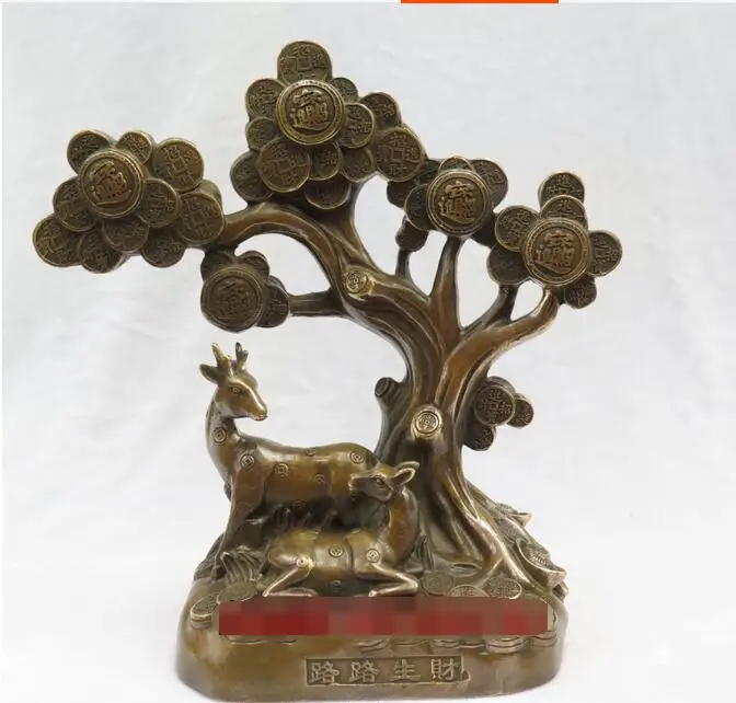 

free Feng shui Copper deer Lucky Crafts Home Living Room Office copper cash cow deer ornaments fast