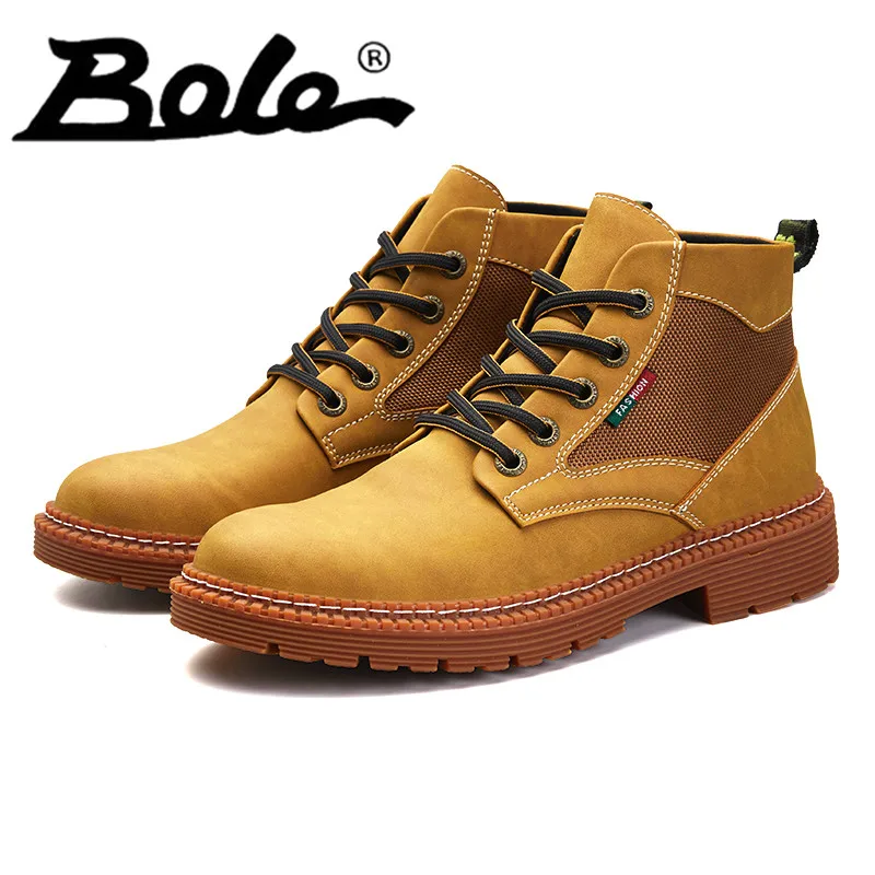 

England Retro Style Men Ankle Boots Flat Casual Shoes for Men 3color Spring Autumn New High Top Boots Fitness Round Toe Sewing