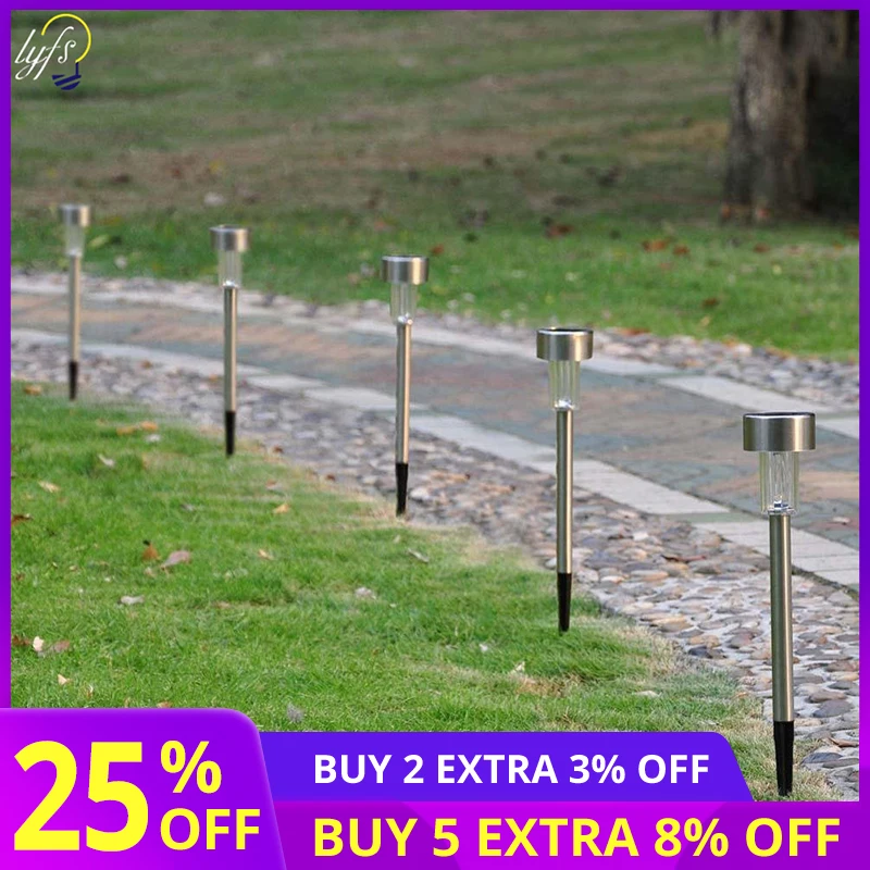 

5pcs/lot Solar LED Outdoor Lights Stainless Steel Pathway Landscape Lights for Outdoor Path Patio Yard Deck Driveway and Garden