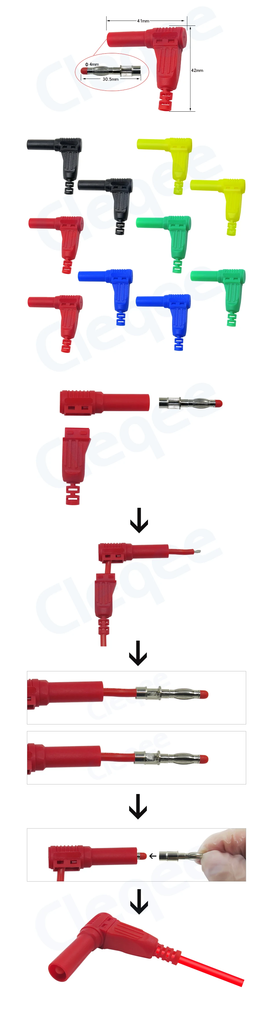 Cleqee P3014 10 шт. Высокое качество безопасности 4 мм окутанный 90 градусов правый угол разъем типа "банан" самостоятельная сборка DIY разъемы