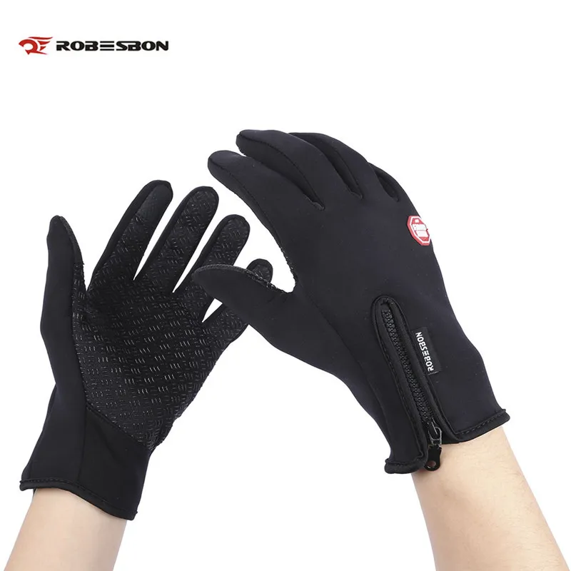 Robesbon Спорт на открытом воздухе перчатки для сноуборда, лыж велосипедные перчатки ветрозащитный для велоспорта зимние перчатки тепловой теплый Сенсорный экран перчатки для лыжного спорта - Цвет: BLACK