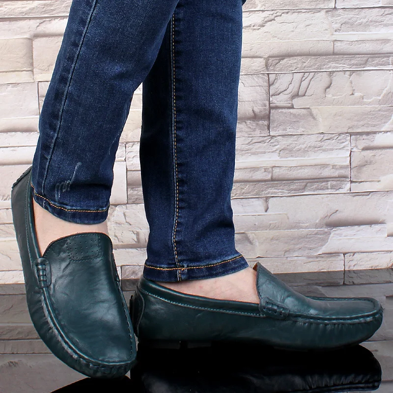 GLAZOV High Quality Genuine Leather Men Shoes Soft Moccasins Loafers Fashion Brand Men Flats Comfy Driving Shoes Big Size 36~50