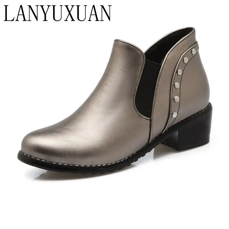 

2017 New Boots Plus Big Size 34-47 A Handsome Casual Fashion Party With Round Zipper Bow Boots Spring Autumn Naked Ladies 905