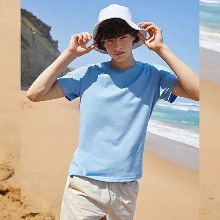 SEMIR, летняя мужская футболка с коротким рукавом,, простая, круглый вырез, стрейч, одноцветная, новая верхняя одежда, трендовая футболка, Мужская Уличная одежда, XS-2XL - Цвет: ice blue