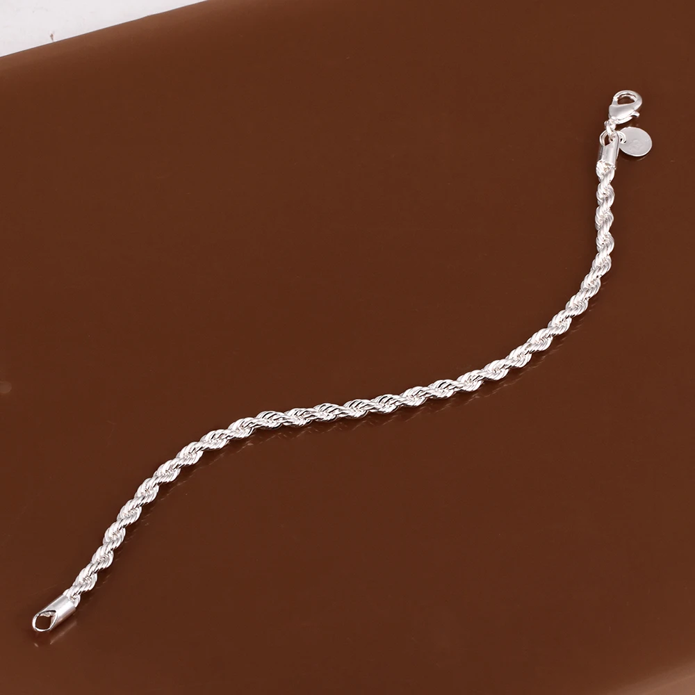 Женский браслет из серебра 925 пробы с витой цепочкой|sterling silver bracelet|925 sterling braceletsilver