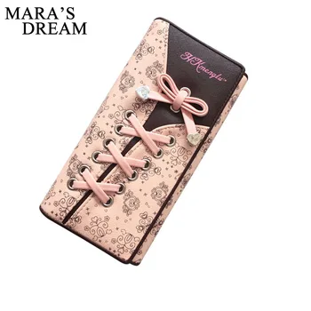 

Mara's Dream 2018 Women Wallets Long Clutch Woment Wallet Laces Mobile Cell iPhone Change Coin Purse New Trifold Cute Organizer
