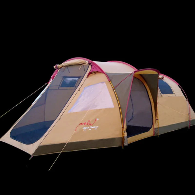 5-6 People Two-bedroom Outdoor Camping Double Tents Family Team Camping Wind and Rain Anti-mosquito Easy to Build Large Tent
