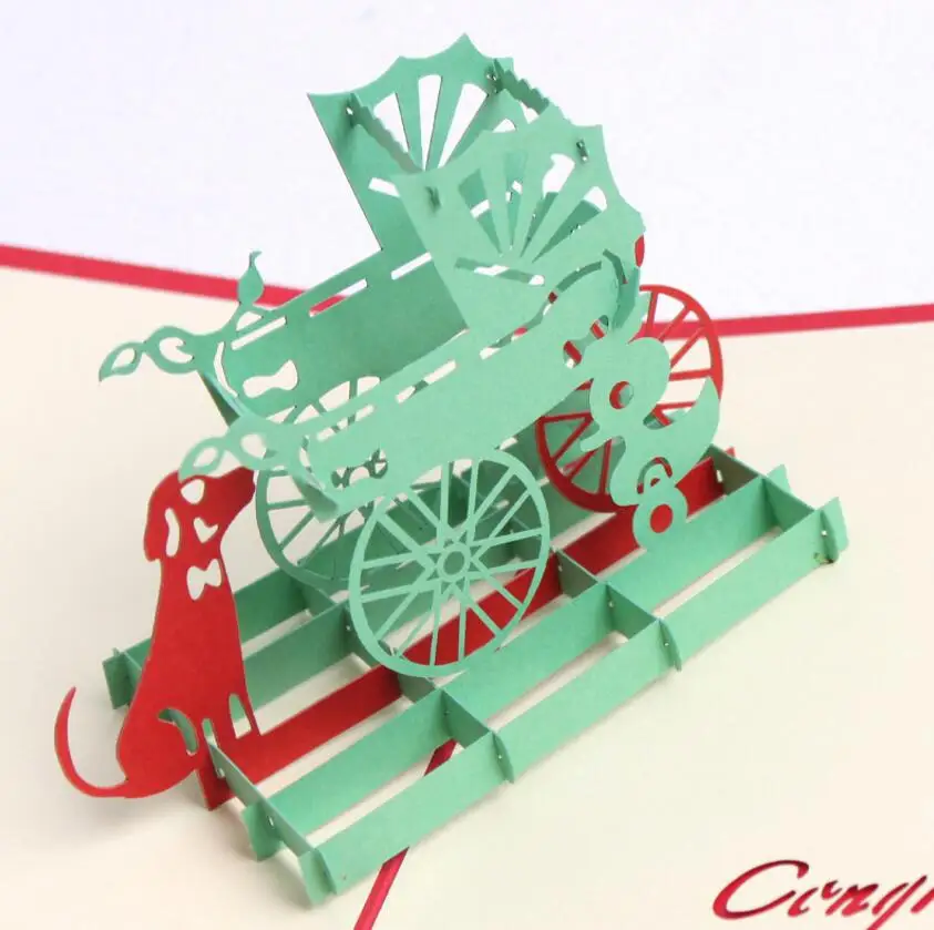  10pcs 3D Creative Dog+Baby Stroller Handmade Kirigami Origami Wedding Party Baby Shower Invitation  - 32817476831