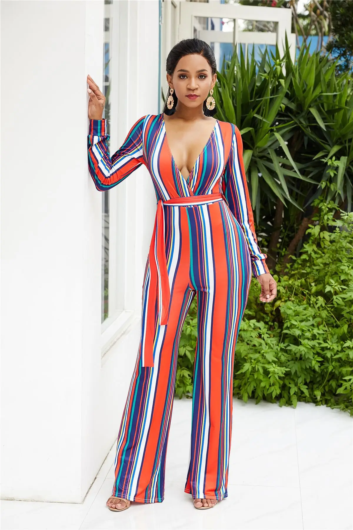 iRicheraf Bodysuit Jumpsuits for Women 2018 V-neck Striped Rompers Womens Jumpsuit Overalls Long Sleeve Sexy Costume Elegant
