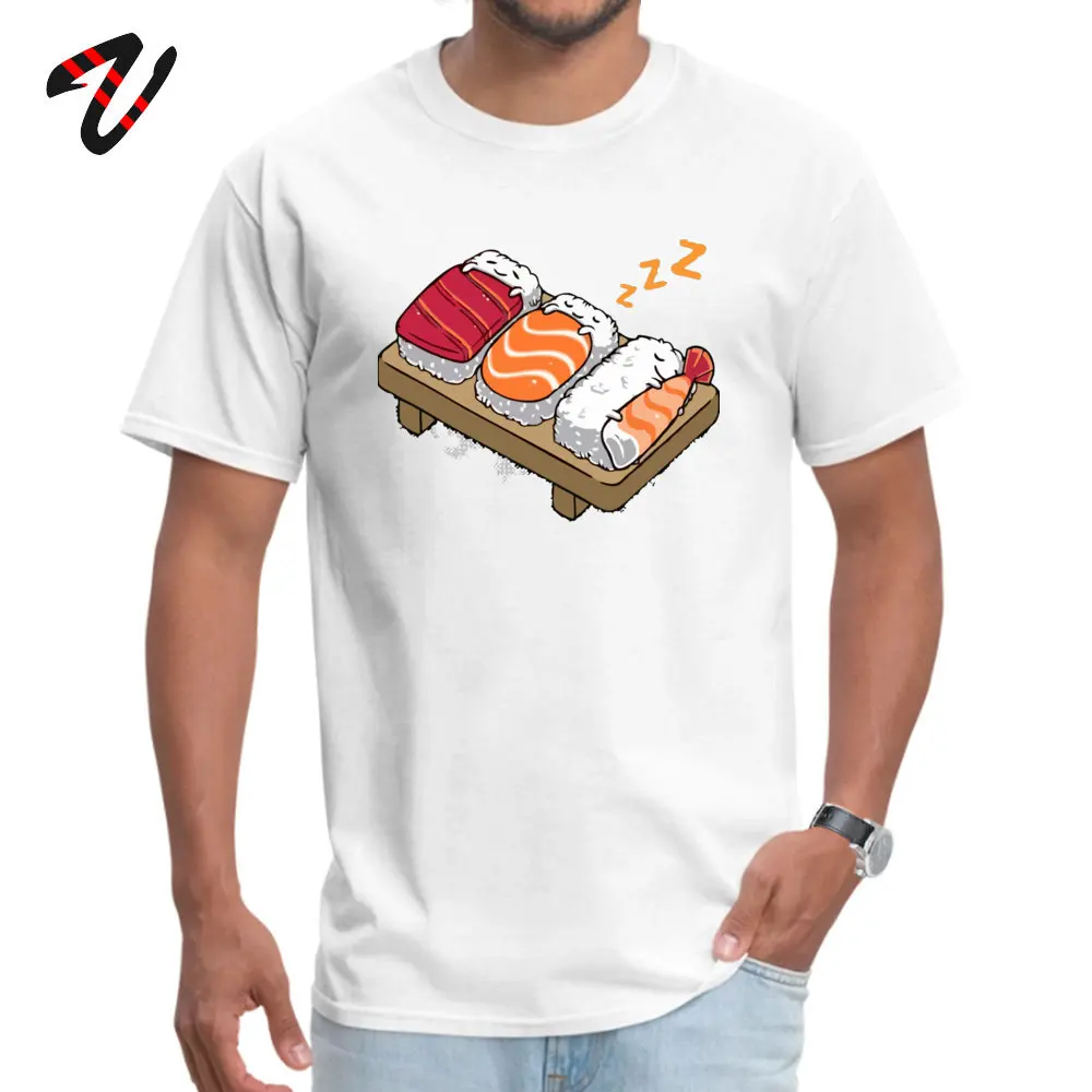 T Shirt Sleeping Sushis Summer Autumn 2018 Fashion Normal Short Sleeve All Cotton Round Neck Men's T Shirt Normal Tops T Shirt Sleeping Sushis 19086 white