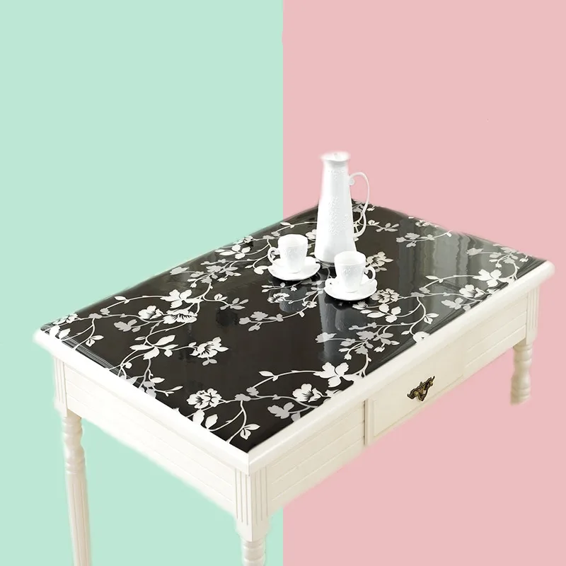 1.0mm pvc table cloth home textile table decor oilproof table covers tablecloth with pattern kitchen table cover crystal boards