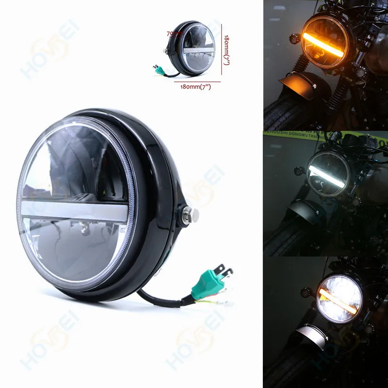

universal 7 inch Motorcycle LED Headlight High/Low Beam DRL Headlamp Fog Light Passing Lamps For Harley Cafe Racer Chopper Honda