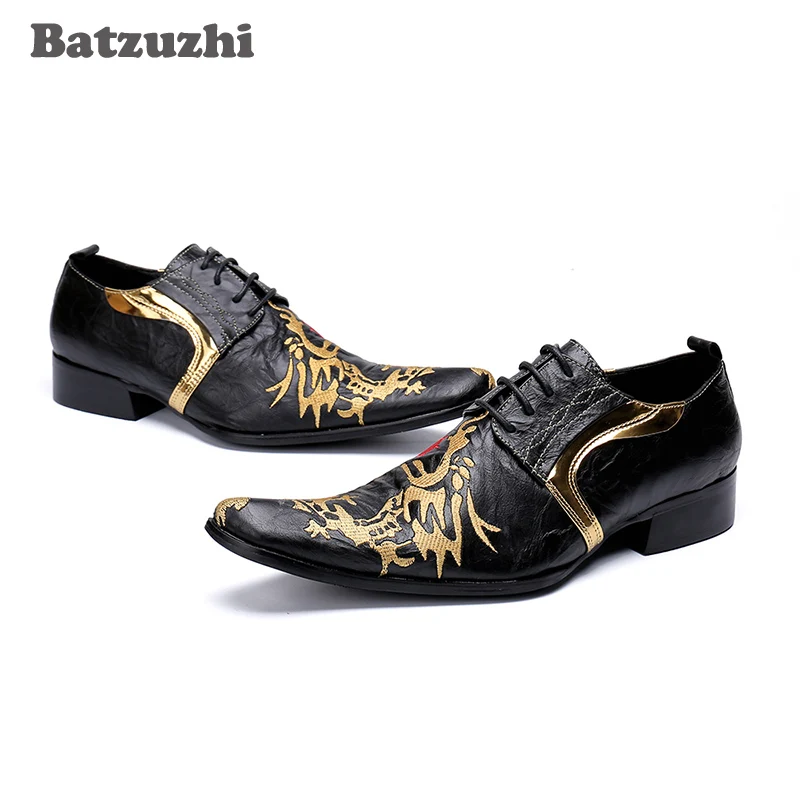 Do Hommes Dos Formal Sapatos Chaussures Homens Designer up Partido Se Vestem Batzuzhi Couro E Preto De Negócios Lace Casamento 1wFOBqU