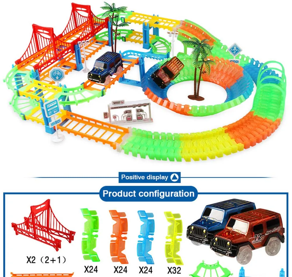 Подключение 2 типа железная дорога волшебный гоночный трек Игровой Набор DIY изгиб гибкий гоночный трек электронный флэш-светильник автомобиль игрушки для детей