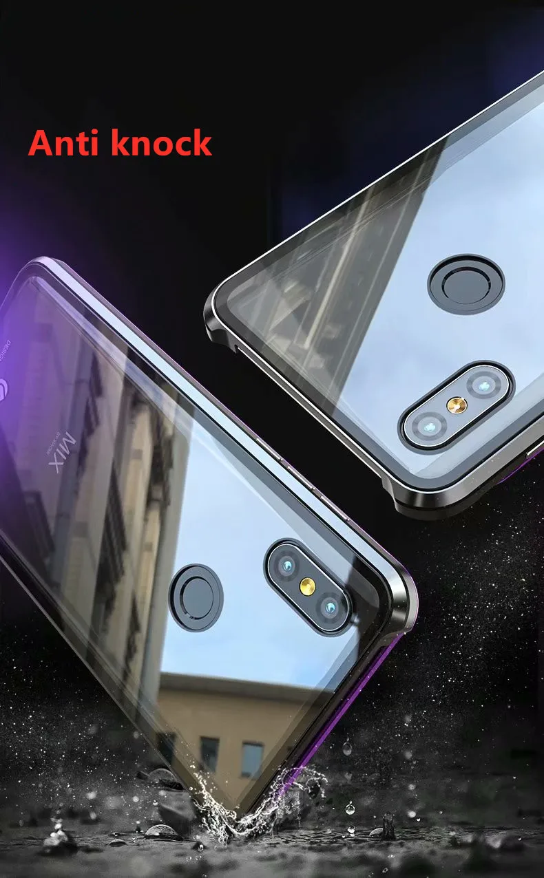 Роскошный магнитный металлический чехол-бампер для Xiaomi mi x3, чехол из закаленного стекла, рамка для Xiaomi mi x 3, чехол, противоударный жесткий чехол на заднюю панель
