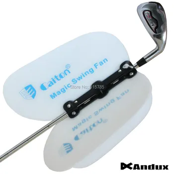 

GOLF SWING TRAINER PRACTICE AIDS MAGIC FAN PINWHEEL removable on club White