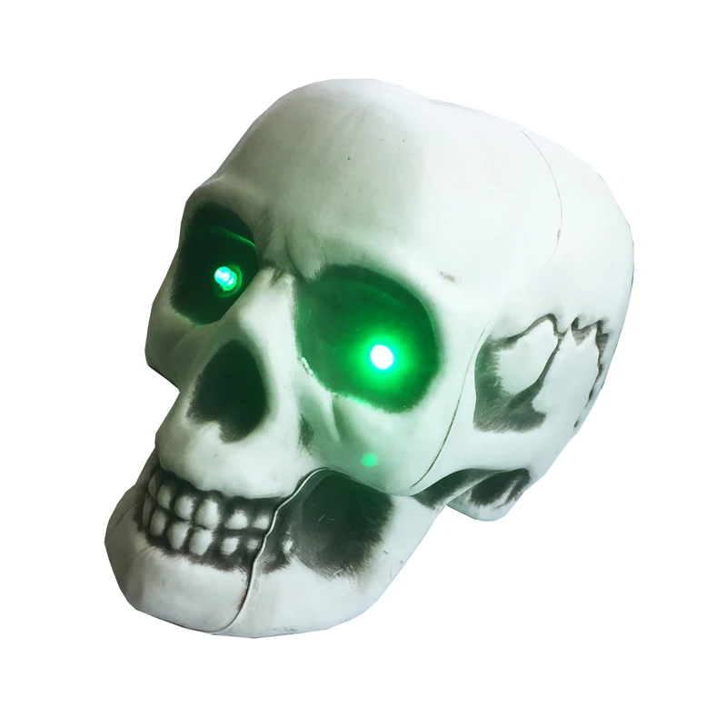 Comprare Halloween scheletro con Luce LED Verde Ossa Del Cranio a Grandezza naturale Del Cranio Haunted House Fuga orrore puntelli Decorazioni