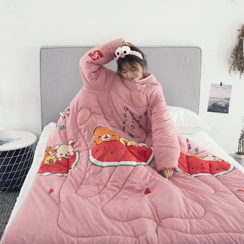 

New Winter Lazy Quilt with Sleeves Winter Quilt Home Bedding Comforter Printed Keep Warm Winter Duvet With Filling