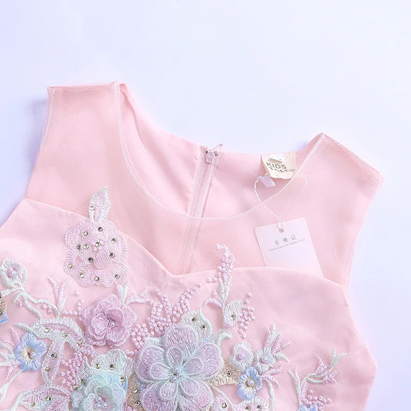 Summer Girls Rainbow Dress 2019 Elegant Teen Girl Wedding Party Pearl Dresses For Kids Princess Birthday Party Embroidered Dress (7)