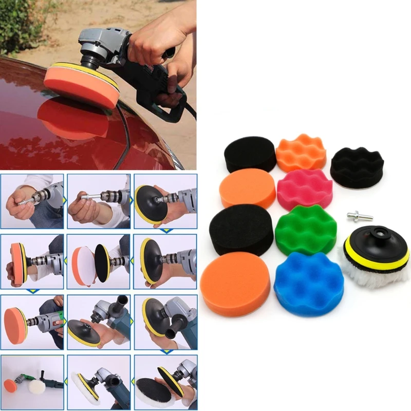 

11 Pcs 3/4/5/6/7" Buffing Sponge Polishing Pad Kit Set For Car Polisher Buffer Jy22 19 dropship