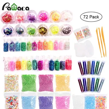 

2018 New 72Pcs DIY Soft Fluffy Slime Toy Mini Education Kid Toys For Arts Crafts Ornament Homemade Slime Vase Fruit Candy Slice