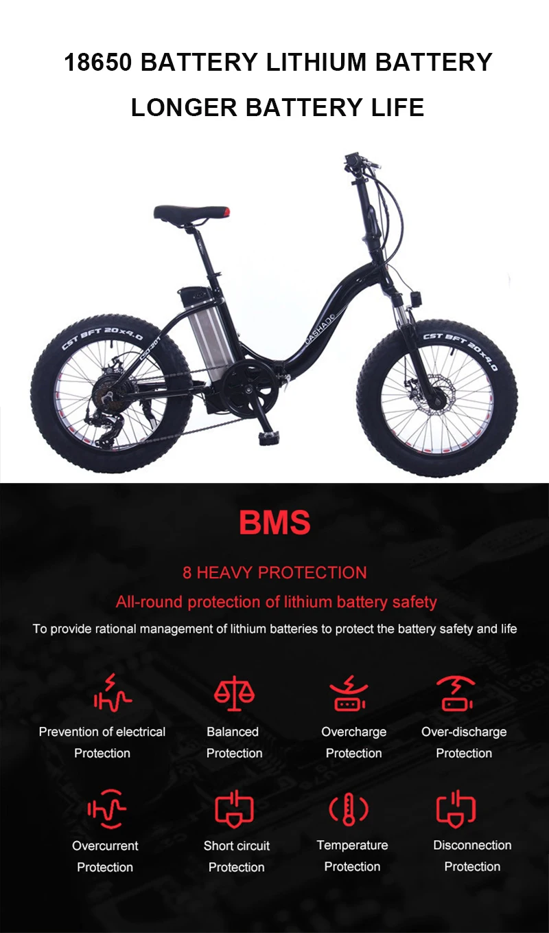 Top 20inch Snow electric bicycle 48V12AH lithium battery 500w rear wheel motor fat  e-bike folding electric mountian bicycle 0