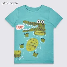 Little maven/детей летняя одежда для маленьких мальчиков футболка с короткими рукавами, с принтами животных; футболка из хлопка; брендовые футболки 51059