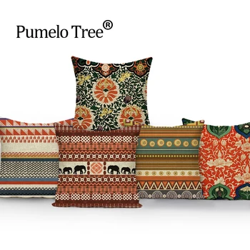 

Indian Boho Pillow Cover Outdoor Cushions High Quality Throw Pillows Linen Geometric Cover Decorative Custom Cover Cushion