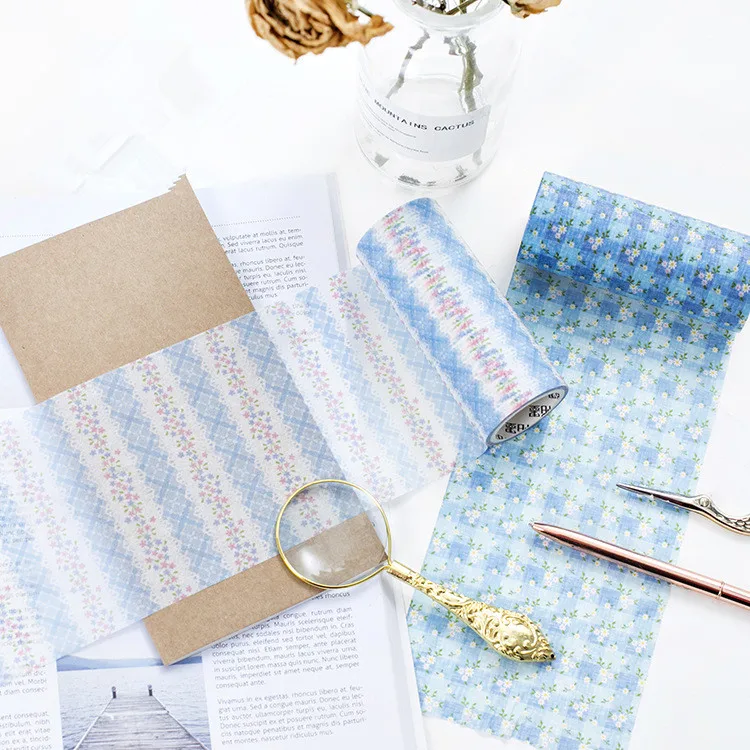 

10cm Big Size Blue Lace Flower Adhestive Washi Tape Decorative For Diary Frame Scrapbooking box Decor Packed Masking Tape