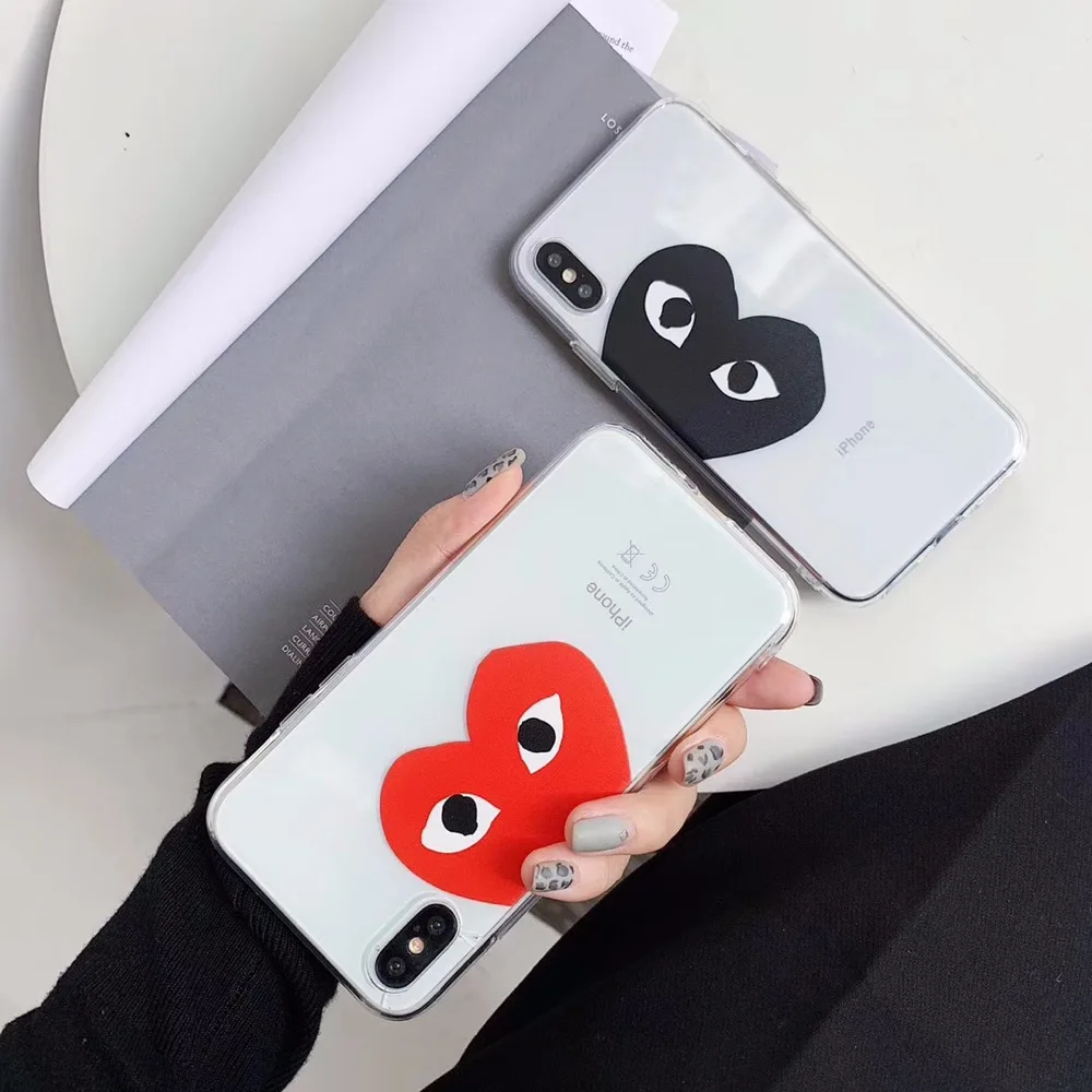 

CDG play Comme des Garcons Street trend heart Soft phone Case for iPhone 7 7Plus 8 8Plus X XS XR XS Max 6 6Plus 6s cover shell