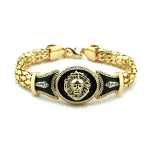 New Hot-selling Celebrity Style Lion Head Charms with Rope Chain Bracelet Gold Plating Free Shipping