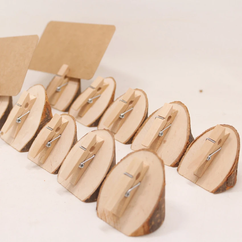 

10pcs/lot Natural Digital bevel Wooden Clips home Decorations Photo Clips For Message Cards Office Supply Wedding Supplies
