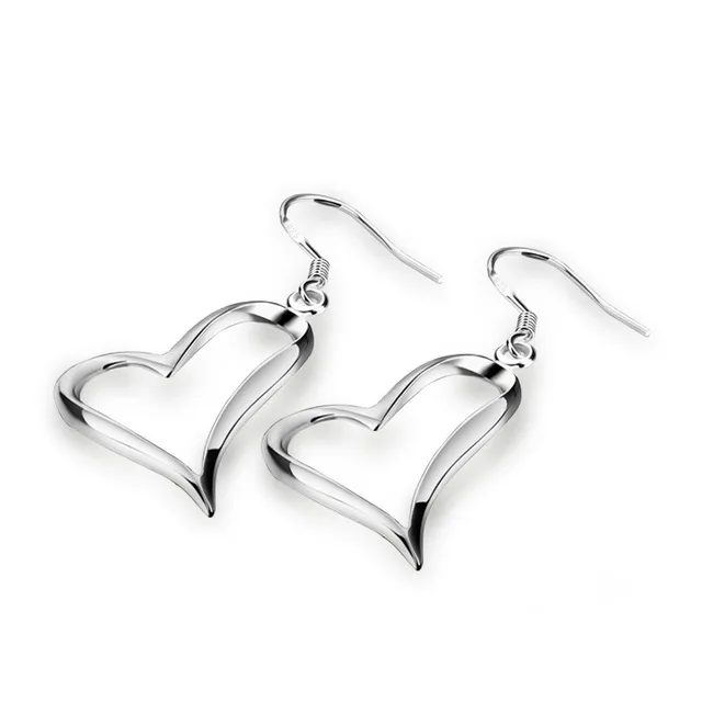 Aliexpress New Design Sterling Silver Heart Charm Women New Design Sterling Silver Heart Charm Women Earrings Solid 925 Not Allergic