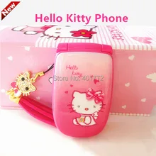 Nettes Hallo Kitty Flip Handy W88 Luxus Rinestone Musik Flash Light Mini Mädchen Lady Kinder Kinder Handy H-mobile W88