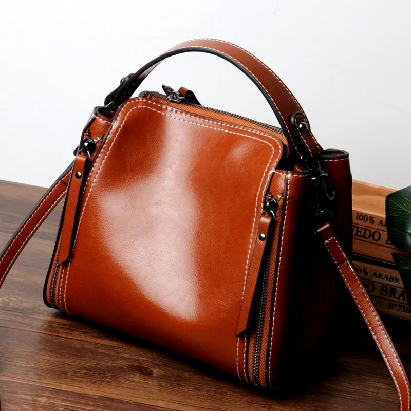 Сумка из натуральной кожи для женщин, кожаная сумка через плечо, модный дизайн, роскошная женская сумка из натуральной кожи, женская сумка - Цвет: brown