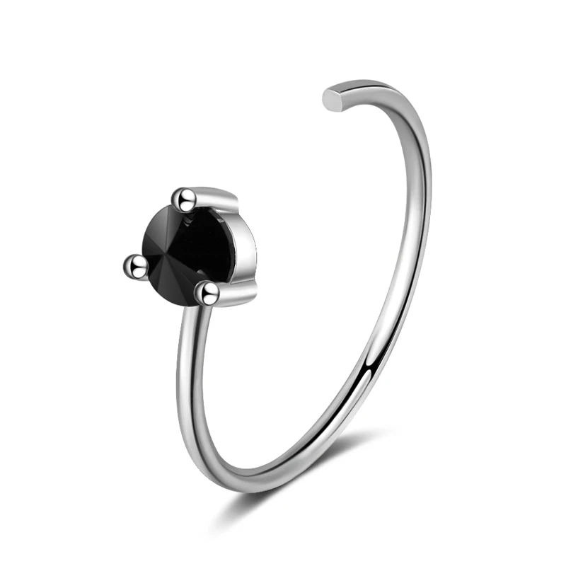 

KOFSAC New Charm Open Size 925 Sterling Silver Rings For Women Jewelry Fashion Black Gold Zircon Ring Lady Party Accessories