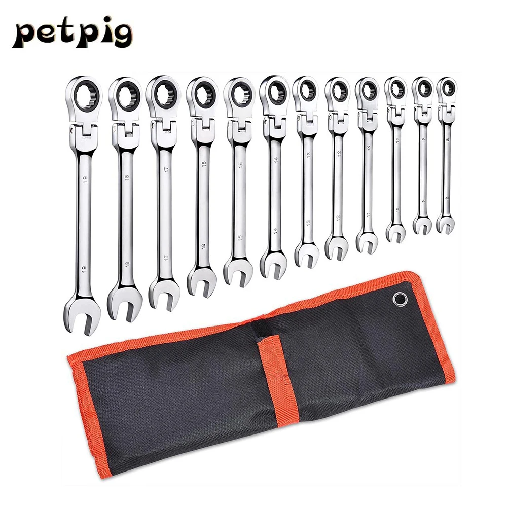 

Petpig Car Wrenches Set Ratchet Key Set 5/7/12pcs Spanners Tools Set Universal Wrench Car Repair Flexible Head Ratcheting Wrench