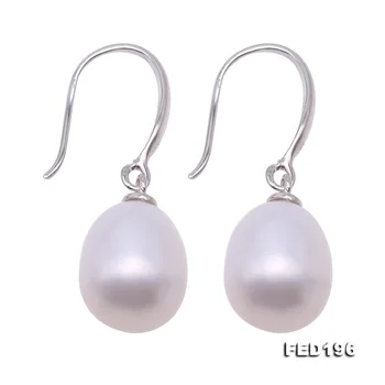 

New Arriver Pearl Earrings Top Quality 9x11 White Color Rice Freshwater Pearl Made With 925 Sterling Silver Dangle Earring