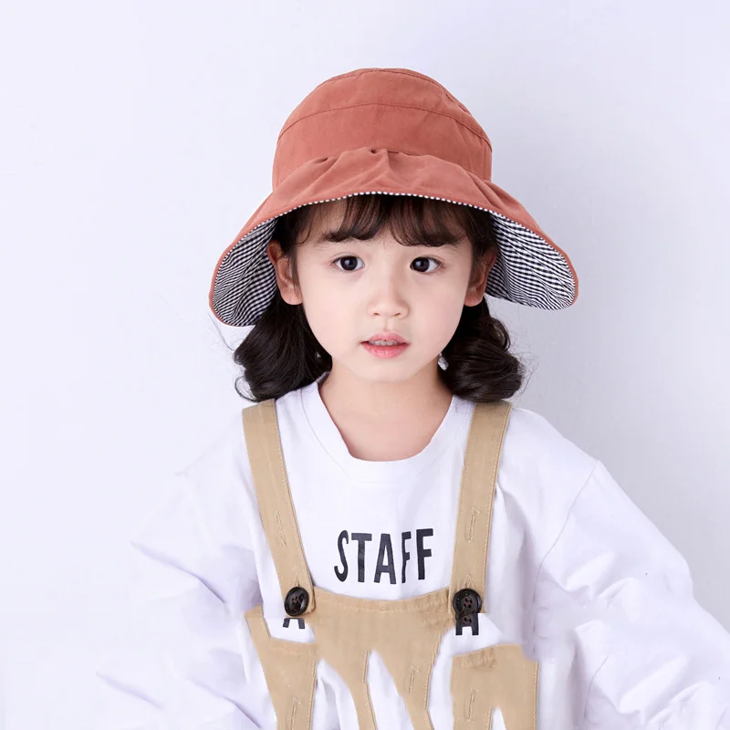 3Empty Hats Kids Boy Bucket Caps Baby Girls Wide Brim Visor Basin Cap Sun Protection Cotton Fisherman Hat for Summer
